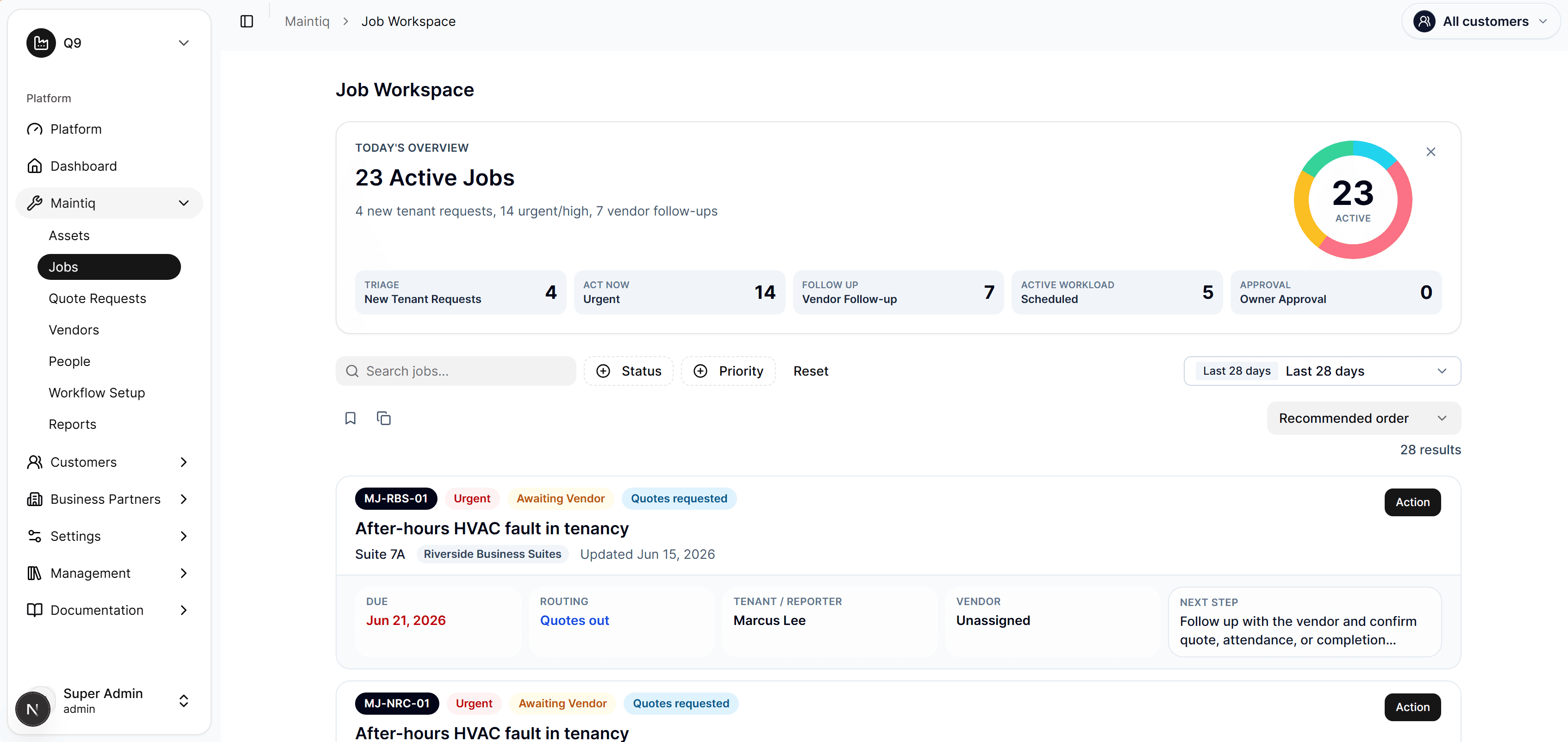 Job command center screenshot