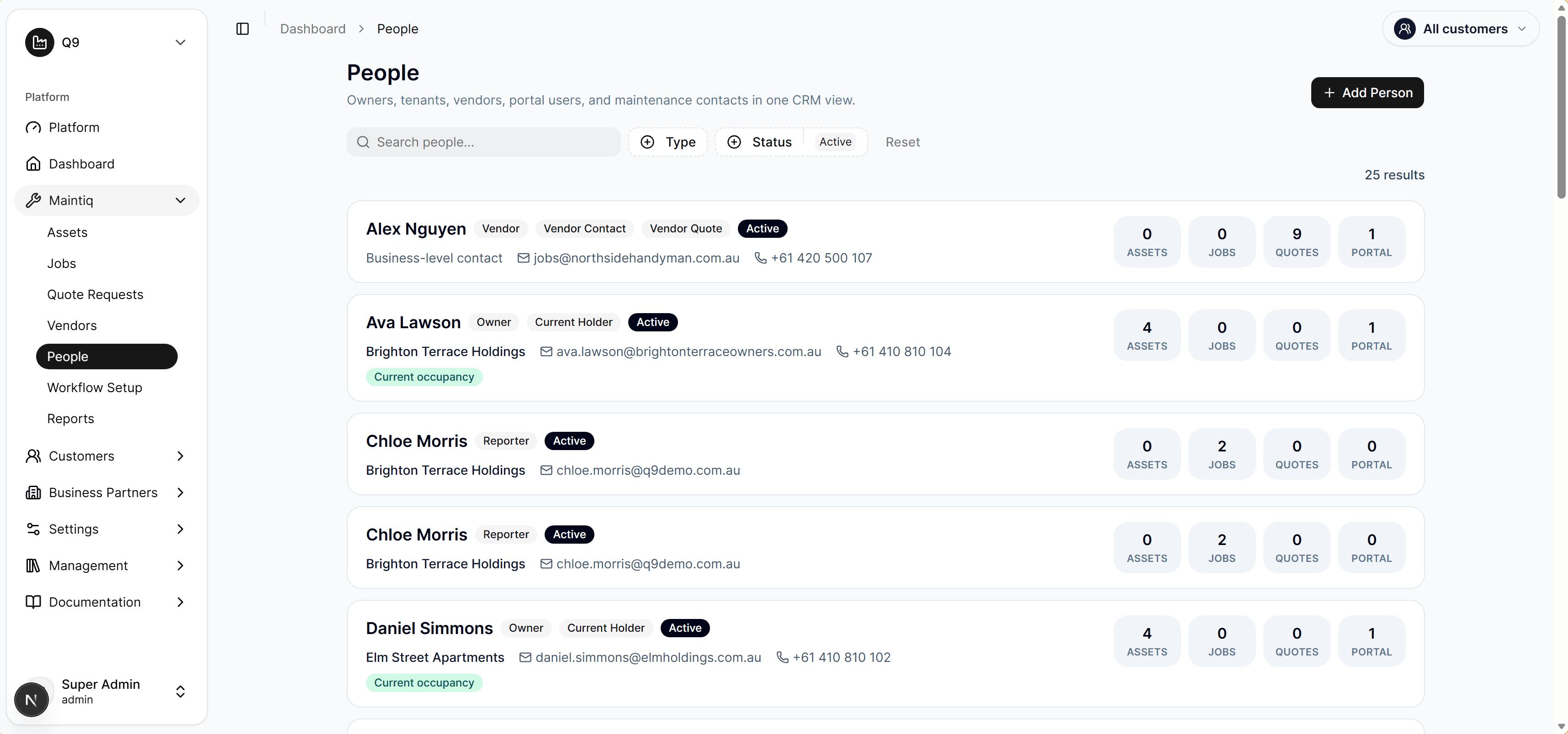 People and CRM view screenshot