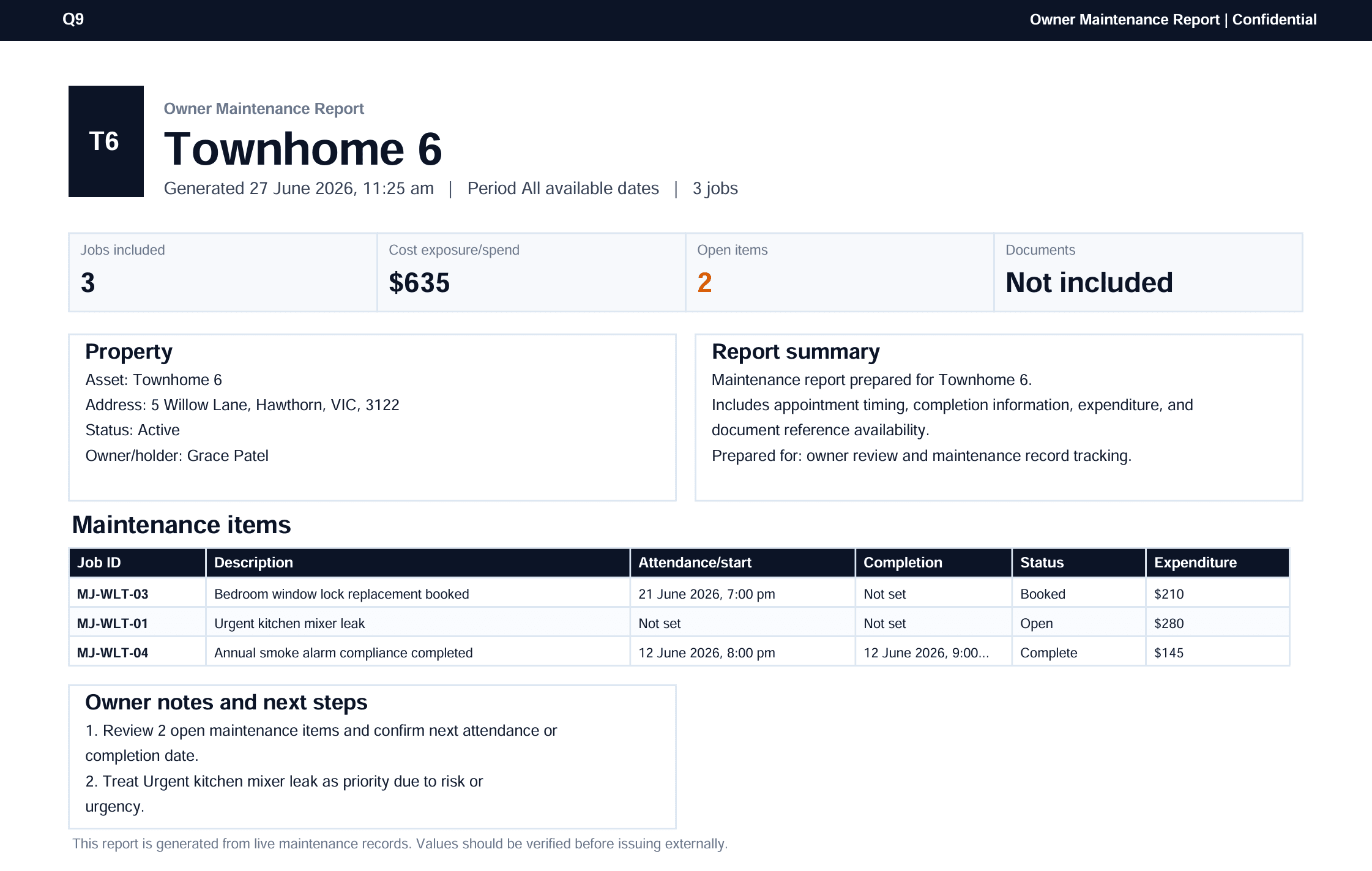 Owner portal screenshot